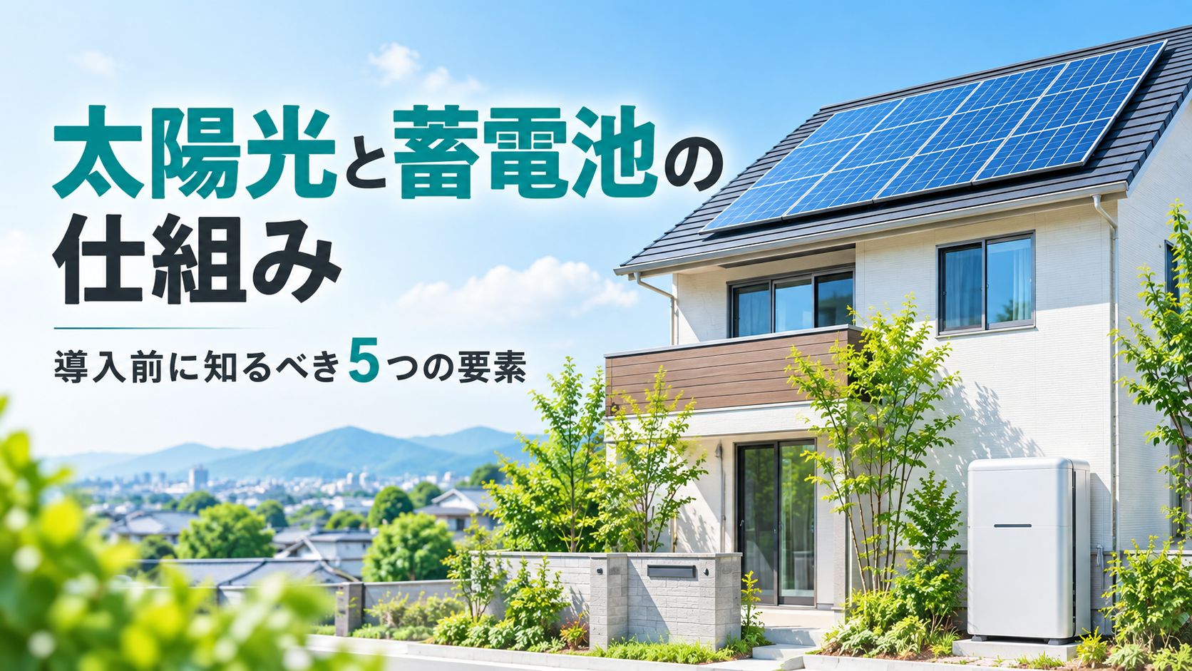 太陽光パネルと蓄電池を設置した住宅