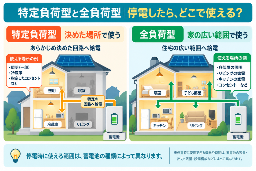 停電時における特定負荷型と全負荷型の違い